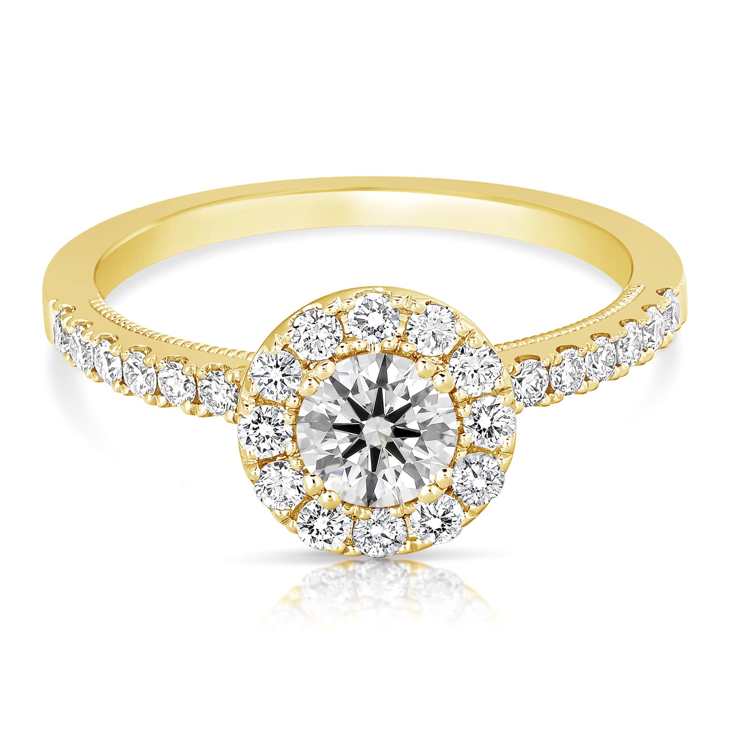 1/2 CT CENTER ROUND HALO DIAMOND ENGAGEMENT RING