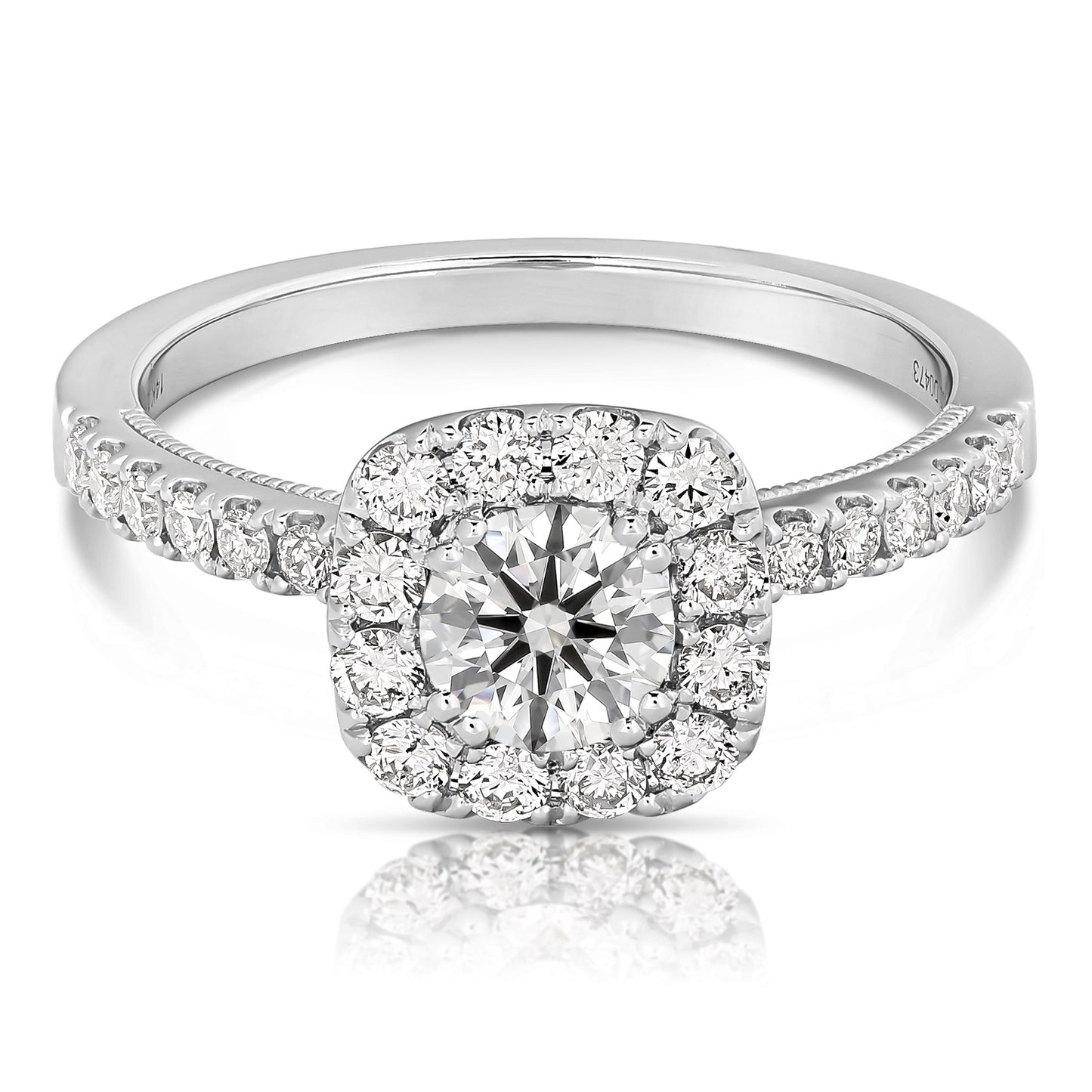 1/2 CT CENTER ROUND CUSHION HALO DIAMOND ENGAGEMENT RING