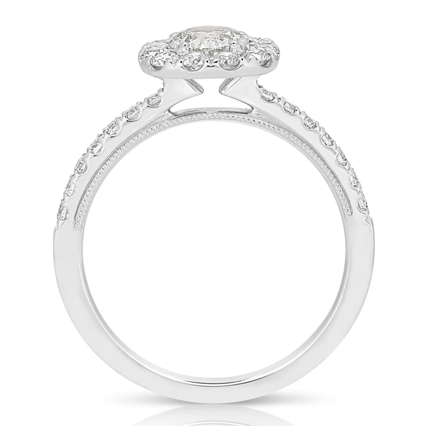 1/2 CT CENTER ROUND CUSHION HALO DIAMOND ENGAGEMENT RING