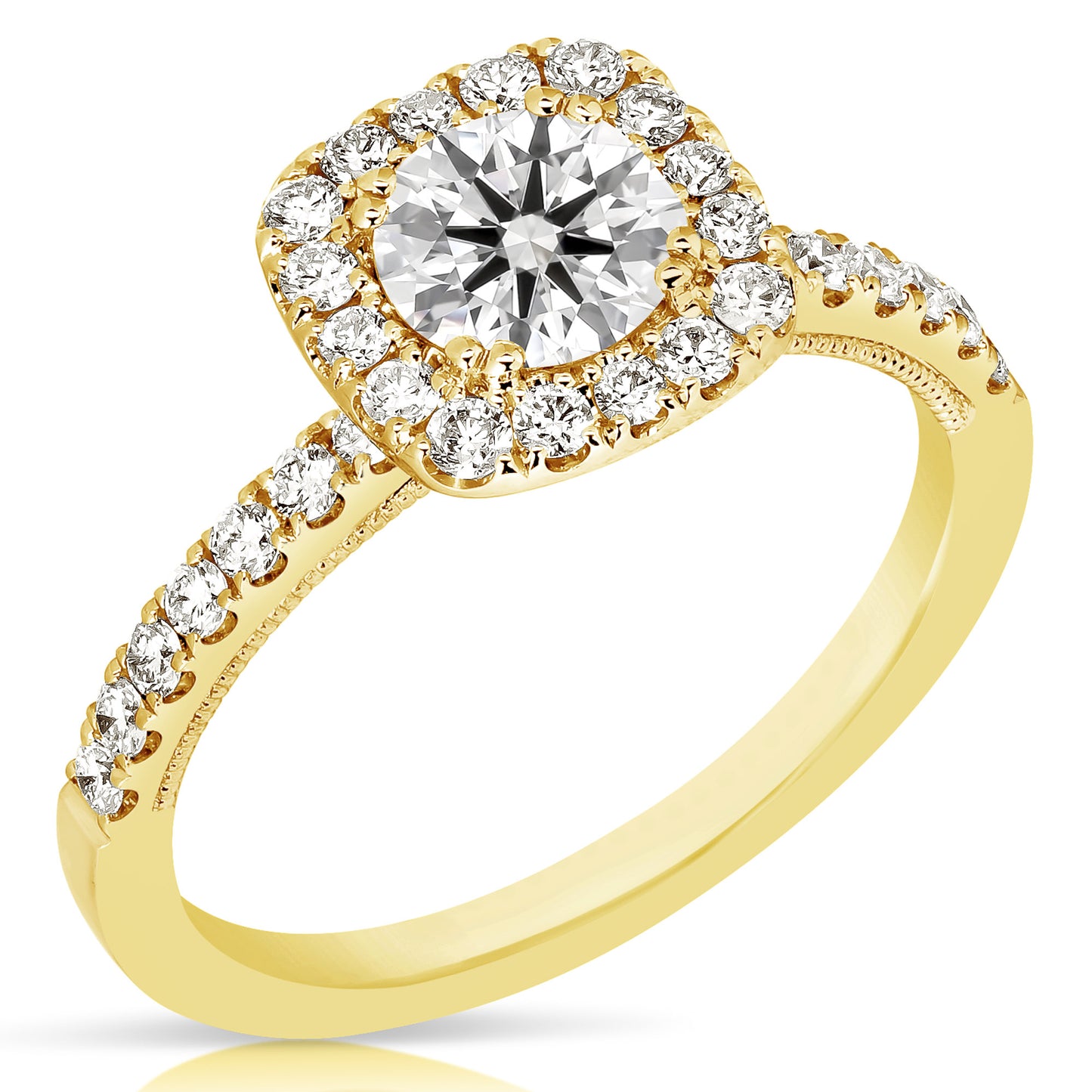 1/2 CT CENTER ROUND CUSHION HALO DIAMOND ENGAGEMENT RING