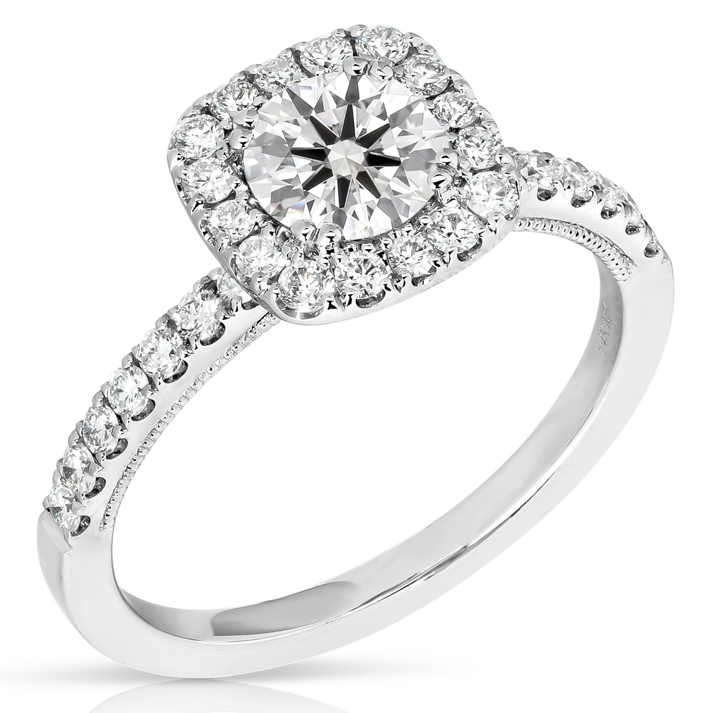 3/4 CT CENTER ROUND CUSHION HALO DIAMOND ENGAGEMENT RING