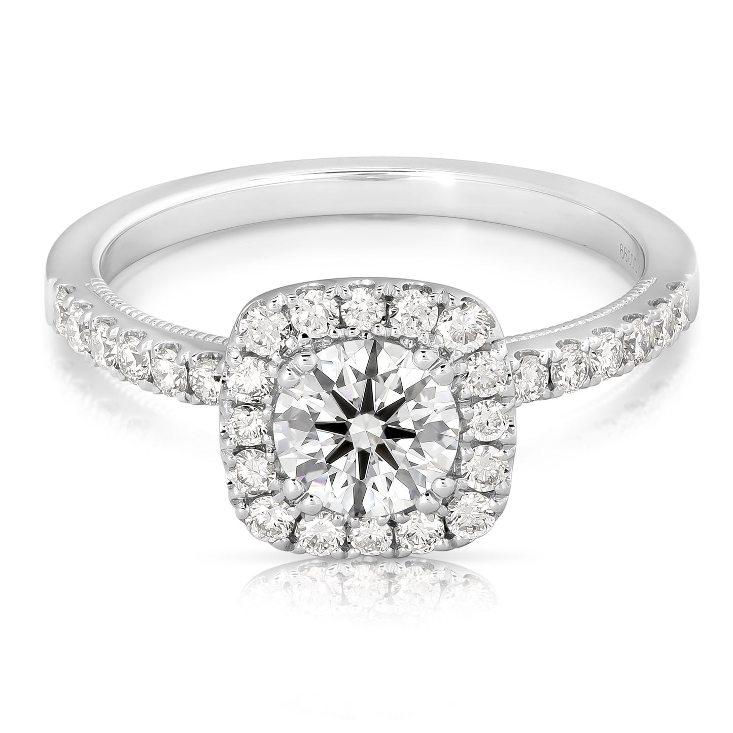 3/4 CT CENTER ROUND CUSHION HALO DIAMOND ENGAGEMENT RING