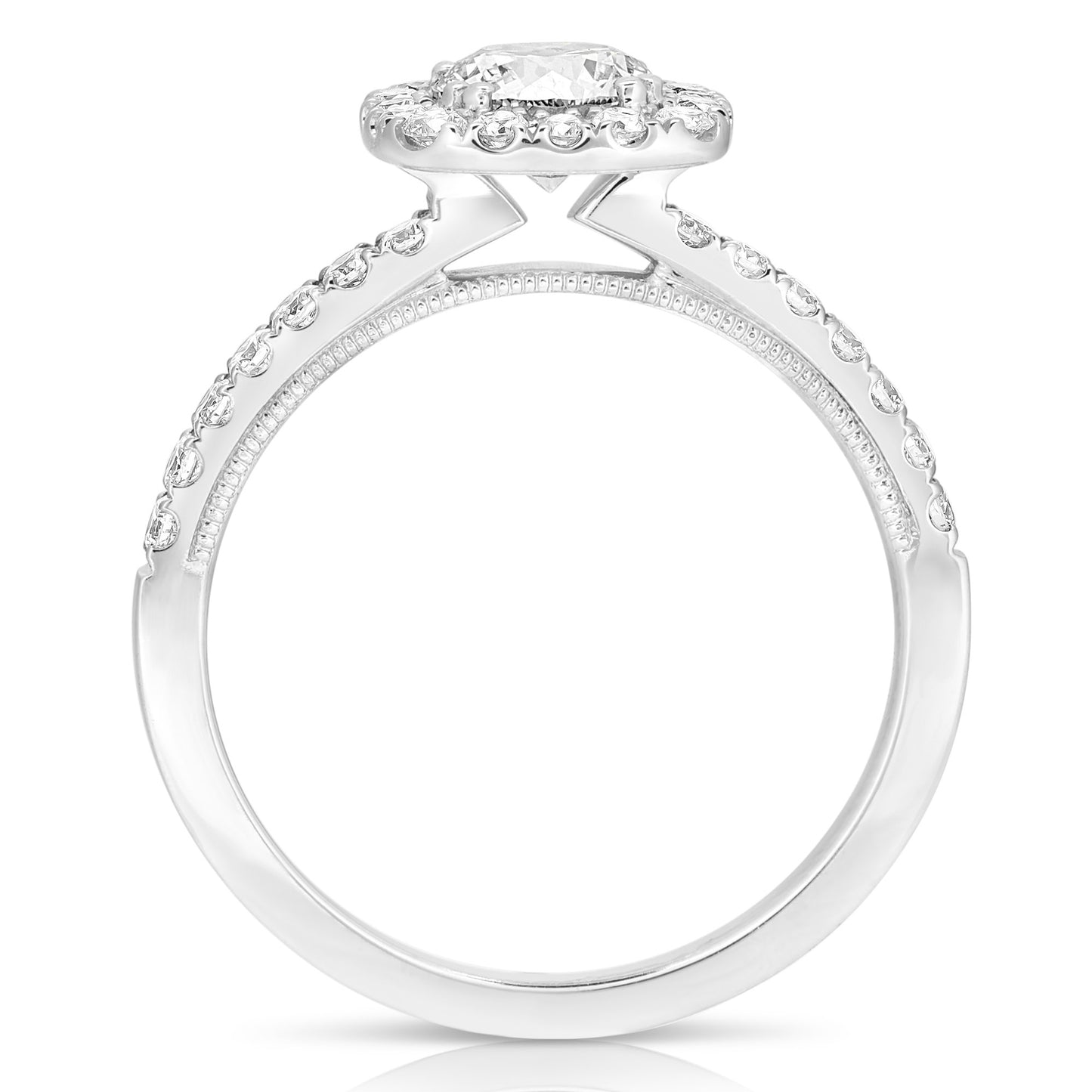 3/4 CT CENTER ROUND CUSHION HALO DIAMOND ENGAGEMENT RING