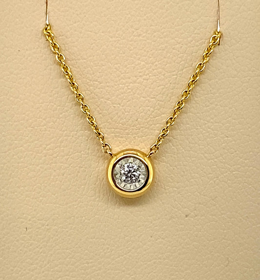 14K Diamond Bezel Set Necklace