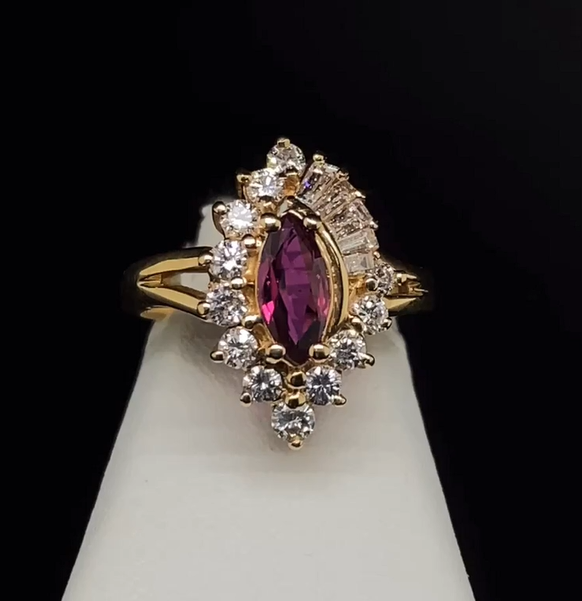 14K Diamond and Ruby Ring