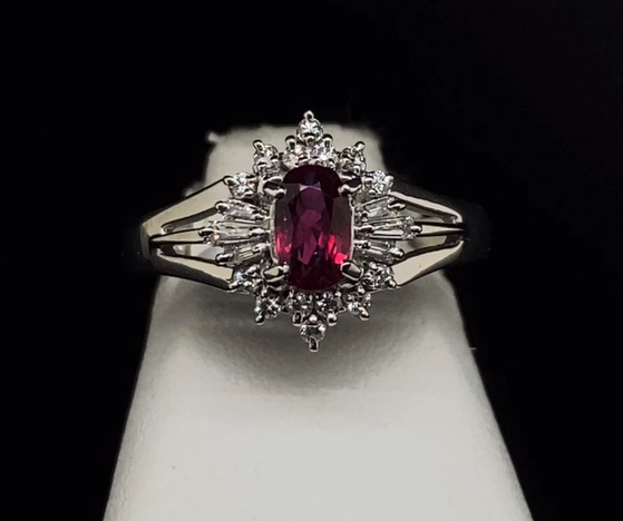 Platinum Diamond and Ruby Ring