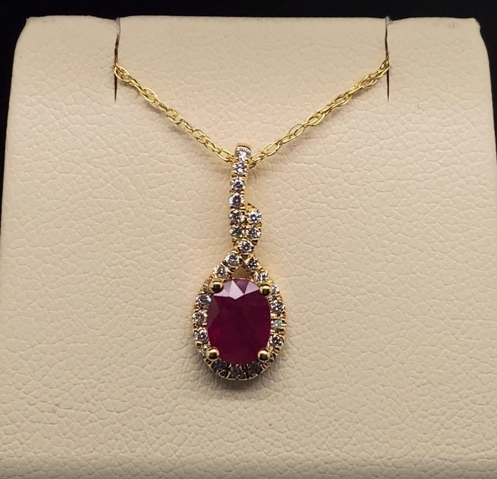 14K Diamond and Ruby Pendant