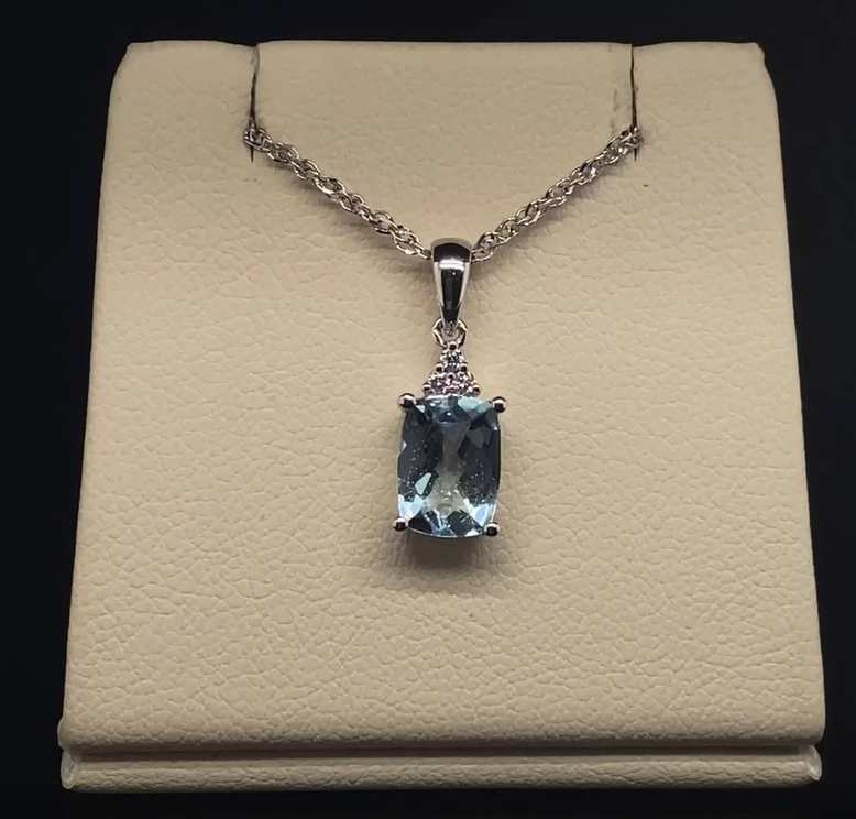 14K Diamond and Aquamarine Pendant