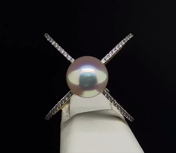 14K Pearl and Diamond Fashion Ring