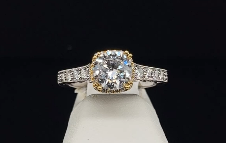 18K Two Tone Semi-Mount Engagement Ring