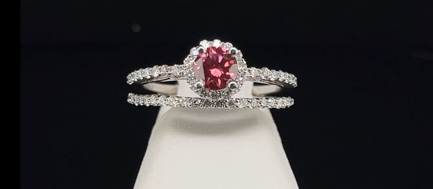 14K Pink Diamond Wedding Set