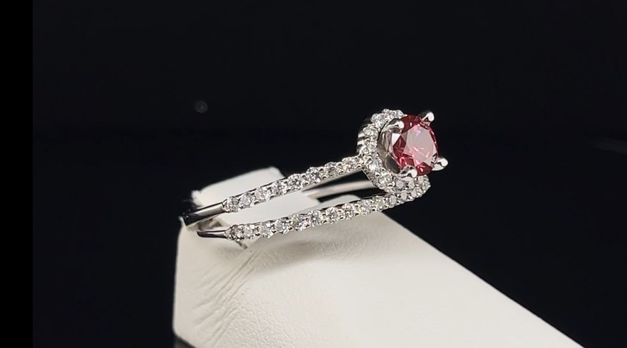 14K Pink Diamond Wedding Set