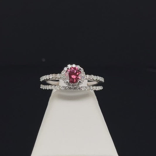 14K Pink Diamond Wedding Set